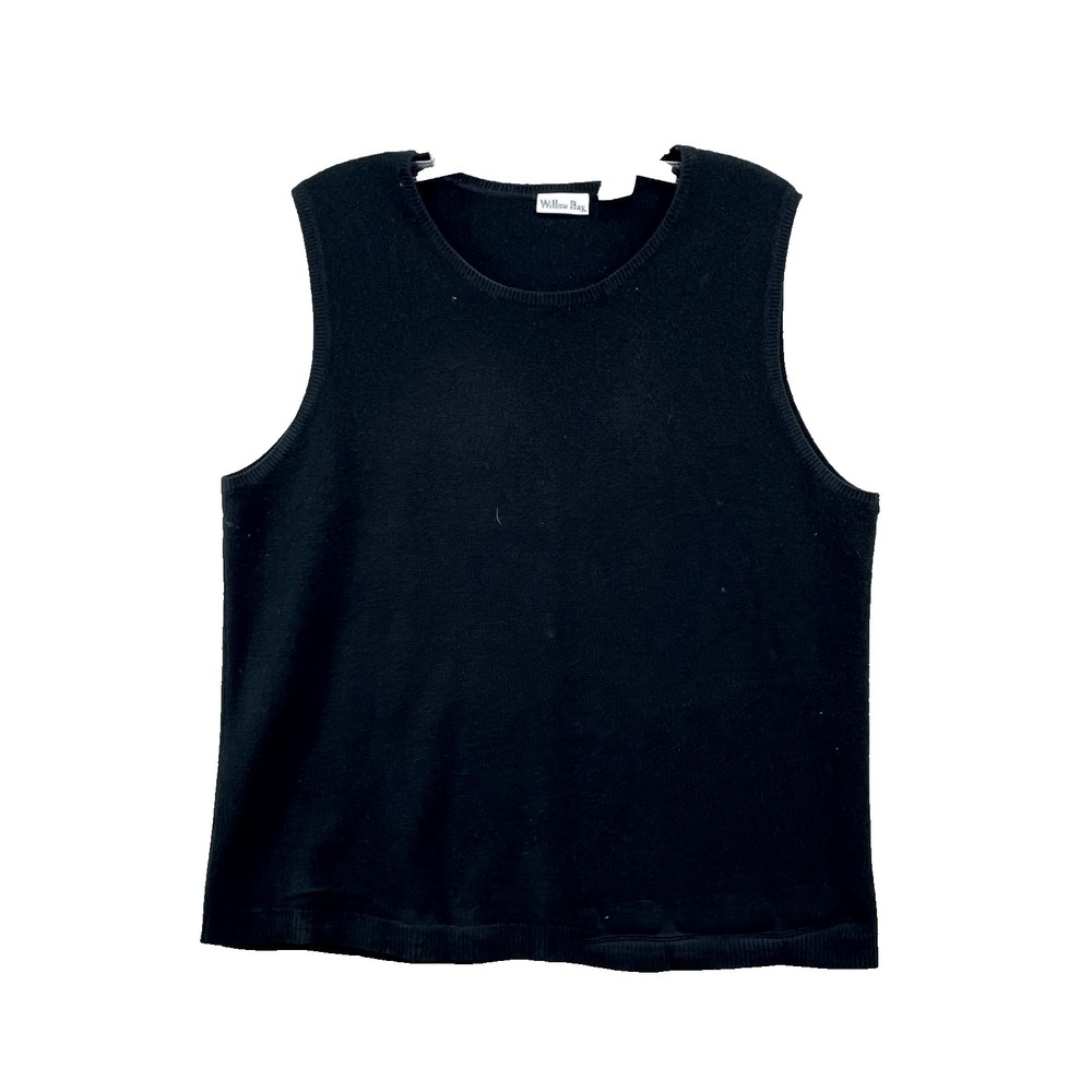 Willow Bay Sweater Vest Womens XL Black Acrylic Knit Crew Neck Classic Corpore